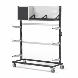 BINCART1506 Gris Anthracite 1552x668x1965mm Support de chariot mural Panneau perforé à quatre roues OEM de brouette robuste - Product Image 1