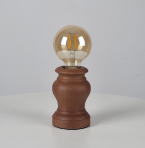 Minimalist Wooden <b>Desk</b> Lamp E27 LED Bulb Brown Base Round Shade Small Size Bedroom Nightlight Decorative Table Lamp - Product Image 3