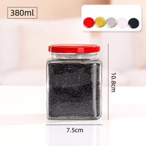 Bocaux en verre carrés de différentes tailles avec couvercle à vis et impression sérigraphique pour le stockage du beurre de cacahuète - Product Image 6