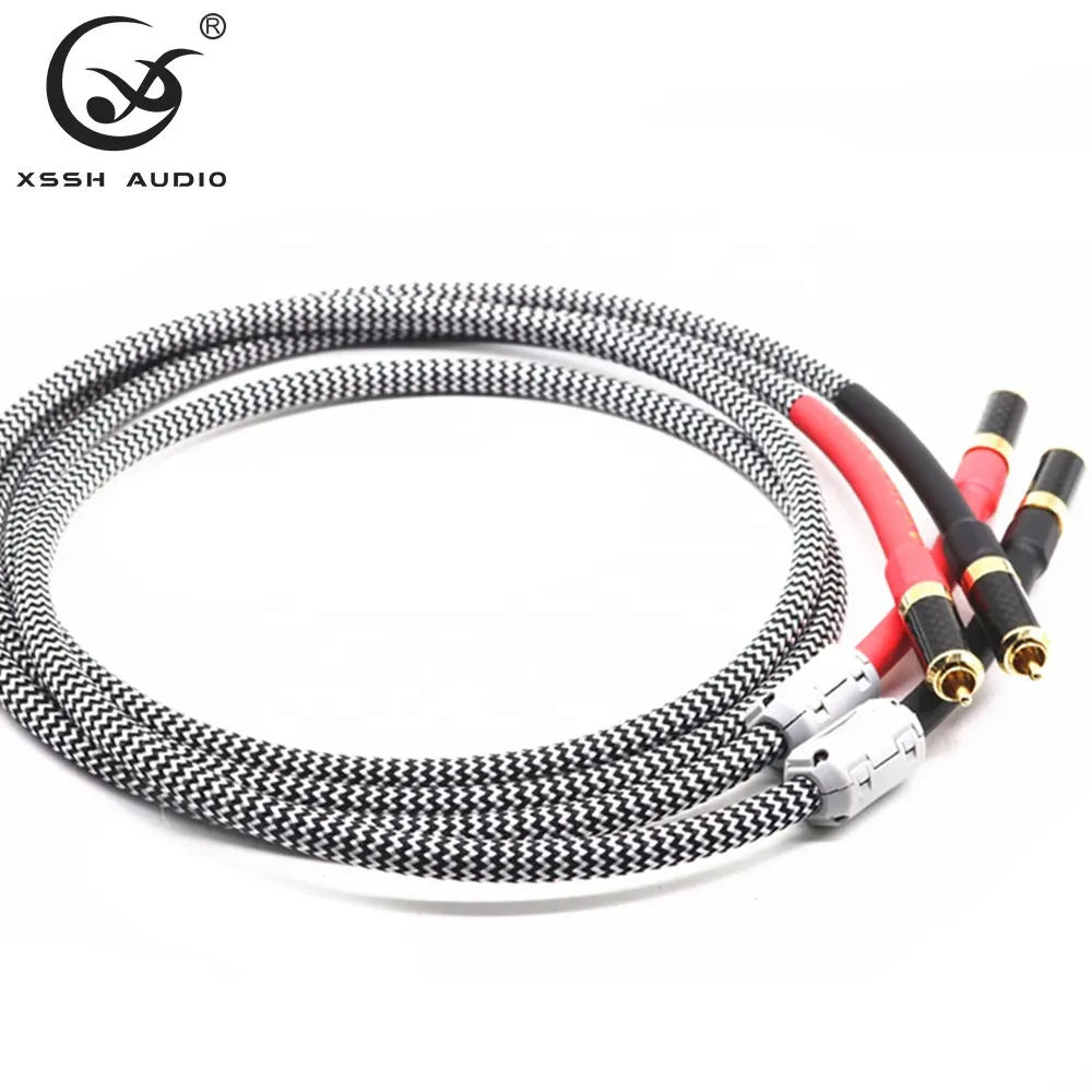 RCA to RCA Line YIVO HIFI Hi-Fi RVVP PE Insulation 4 Core OFC Plated Silver Speaker Microphone Interconnect Audio Shield Cable