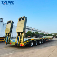 Remorque à plateau lourd 5 essieux Semi-remorque à plateau surbaissé avec échelle hydraulique Lowboy Low Loader