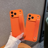 Étui de téléphone en cuir avec support et dragonne pour iPhone 17 Air 16 16E 15 14 13 12 11 Plus Pro Max 17ProMax