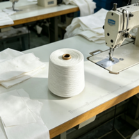 Raw White 21S 100% Polyester Spun Yarn Ring Spun for Knitting Weaving