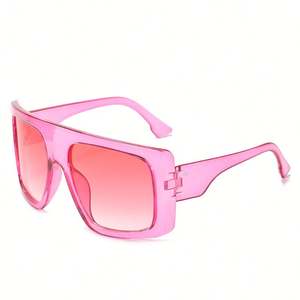 Vente en gros de lunettes de soleil carrées surdimensionnées de style rétro avec logo personnalisé, couleurs bonbons, protection UV400, pour femmes - Product Image 6
