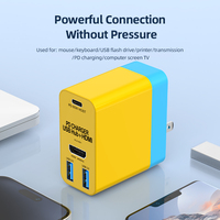 Chargeur mural rapide multifonction GaN PD 65W USB-C avec hub 4K 60Hz et USB3.0 pour usage domestique - Ordinateur portable/Tablette/Téléphone portable