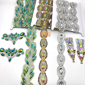 Nastro di pizzo con strass in resina scintillante e perline di cristallo, decorazione per Carnevale di Trinidad, <span class=keywords><strong>Mas</strong></span>, Samba, Rave Festival - Product Image 1