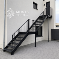Escalier extérieur en acier sur mesure pour balcon résidentiel, fabrication directe en usine
