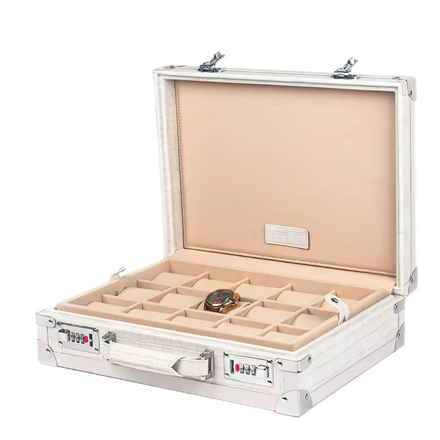 Factory 15 or Custom Slots Luxury Travel Aluminum Watch Collection Gift Box Display Storage Packaging Watch Box Case Organizer