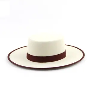 LiHua Boater Hat Women Hand Made 100% Australian Wool Felt Boater Hat Lady Custom Wool Felt Hats