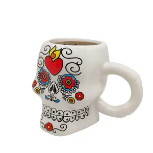 Commercio all'ingrosso a forma di scheletro di Halloween in ceramica porcellana tazza da caffè per decorazione del partito a microonde lavastoviglie sicuro Logo personalizzato - Product Image 1