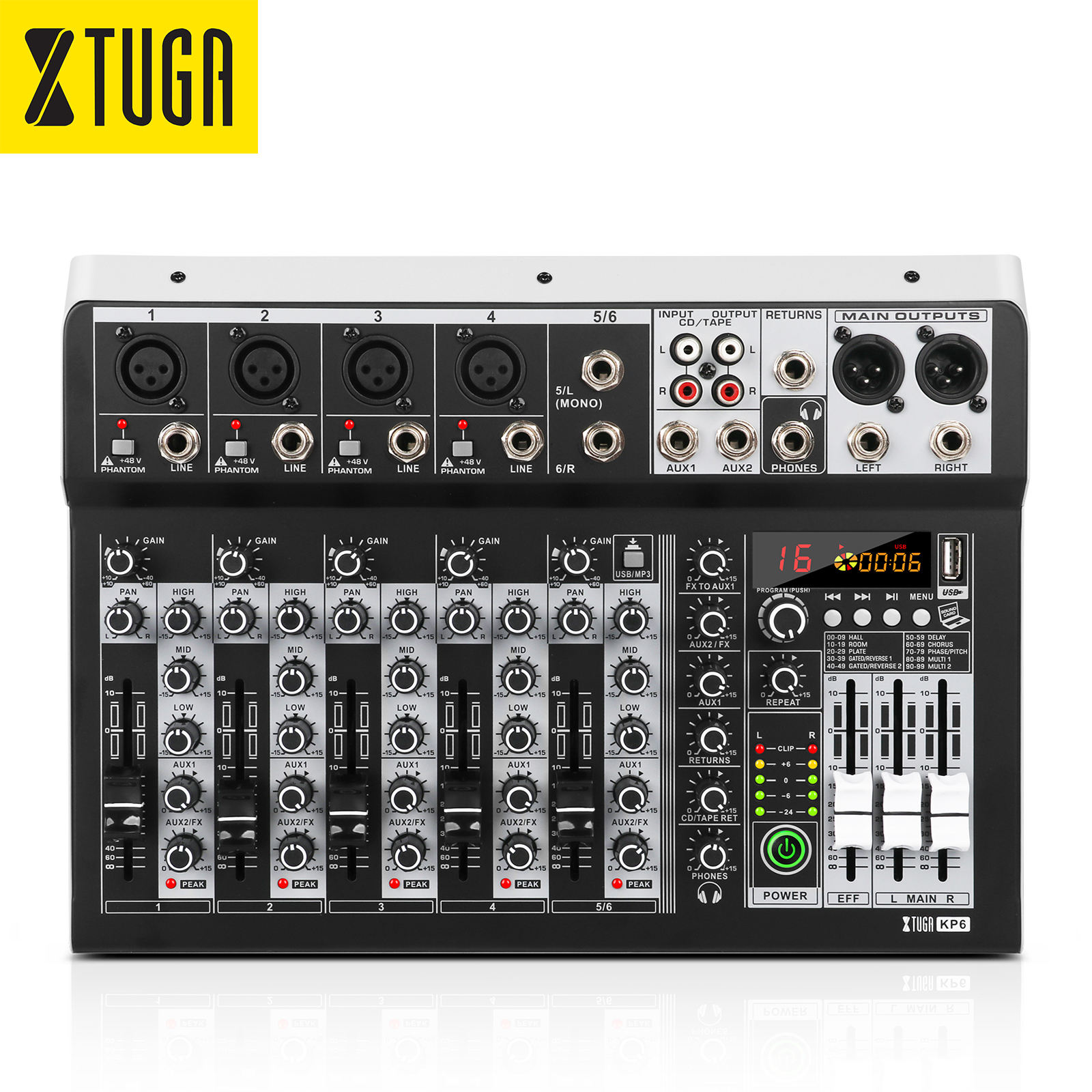 XTUGA KP6 16 Digital Audio Mixer - Professional Sound Quality