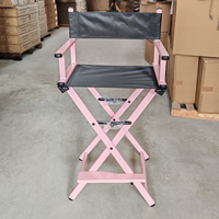 Chaise de maquillage pliable en aluminium, dossier haut, style réalisateur, salon, portable, multifonctionnelle, chaise de coiffeur, design moderne, pieds réglables