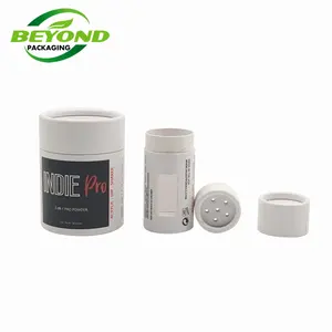 Paper Spices Salt Packaging Paper Tube with Plastic Sifter Shaker Lid Insert on Top Cylinder Powder Paper Can