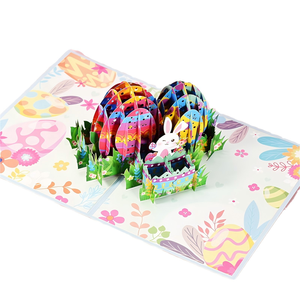 <span class=keywords><strong>Carte</strong></span> de voeux d'invitation d'oeufs de Pâques Happy Bunny 3D Pop up mignon Cartes postales de cadeau de lapin plié avec enveloppe et cartes d'écriture - Product Image 2