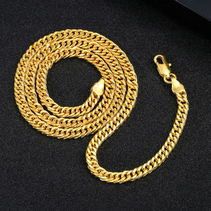 Collar de imitación de oro de 18 quilates, cadena plana chapada de 4 mm, joyería unisex, regalo, cadena de moda informal, 18, 20, 22, 24, 26, 28, 30 pulgadas - Product Image 1