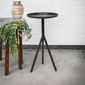 <b>Round</b> Custom Style Coffee <b>Table</b> with Black Metal Storage Iron <b>Tray</b> for Indoor and Outdoor Use for Bar Application - Product Image 6