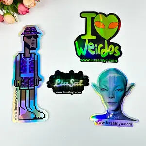 Wholesale Rainbow Laser 3d Custom Stickers Waterproof Vinyl Pvc Clear Glitter Die Cut Anime Vinyl Stickers Holographic Sticker