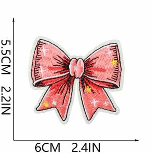 Patch thermocollant artistique en tissu polyester brodé avec nœud pour la décoration de pinces à cheveux, sacs et projets DIY - Product Image 3
