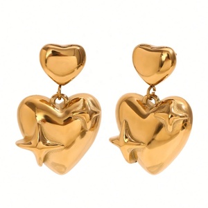 Dainty Custom Jewelry 18K Gold Plated <b>Heart</b> <b>Earrings</b> Stainless Steel <b>Earring</b> Fashion Jewelry for Women - Product Image 1