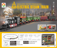 Set Kereta Api Listrik Retro Langsung dari Pabrik, Simulasi Mesin Uap, Lampu, Bertenaga Baterai, Rel Kereta Api, untuk Anak Laki-laki, Pembelian Grosir 699-6A
