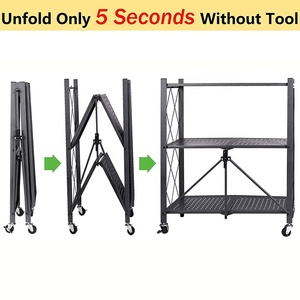 Carrito <span class=keywords><strong>de</strong></span> cocina plegable, Unidad <span class=keywords><strong>de</strong></span> estante <span class=keywords><strong>de</strong></span> Metal para casa y oficina, estante <span class=keywords><strong>de</strong></span> almacenamiento, rueda - Product Image 5