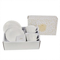 Tasse à café en forme de fleur simple, 2 tasses, 2 assiettes, cadeau pour la maison, le bureau, les affaires, pour couple
