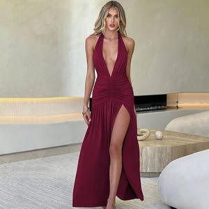 Vestido de Primavera/Verano 2025 Sexy <span class=keywords><strong>Spice</strong></span> Girls cuello colgante cuello en V Correa Halter abierto moda temperamento vestido - Product Image 4