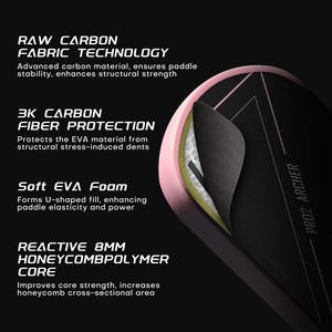 Custom Edgeless Raw T700 Sand Coating Carbon Fiber Pickleball Paddle 16mm Thickness USAPA Approved Portable Tournament - Product Image 2