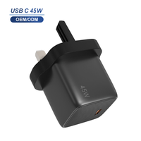 Chargeur USB-C compact 45W pour prise murale britannique, mini chargeur portable Gan pour iPhone et iPad