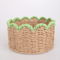 Bord pétoncle décoratif papier corde panier de rangement rond tissé à la main fruits bureau salle de bain boîtes de rangement Pot de fleur bac organisateur