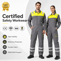 Combinaison de travail unisexe personnalisée haute visibilité, respirante, sans couture, en coton fusionné, avec bandes réfléchissantes, service OEM