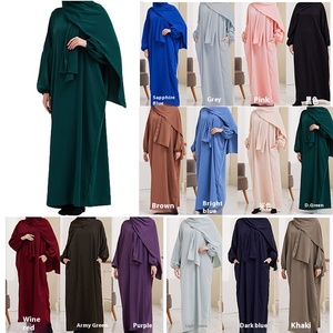 Abaya musulmane modeste d'hiver pour <span class=keywords><strong>femme</strong></span> Robe ethnique avec logo personnalisé et robe turban pour le Moyen-Orient - Product Image 1