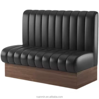 Sièges de stand modernes américains en cuir noir pour restaurants, tables et chaises de restauration rapide pour barbecue, ensemble de café et de salle à manger