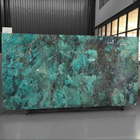 GOLDTOP Villa Decor Luxe Pierre Naturelle Polie Dalle Jumbo Mur Amazonite Turquoise Granite Rétroéclairé Marbre Vert