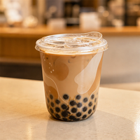 Gobelets à café Boba en plastique jetables transparents écologiques à paroi simple avec couvercles en dôme, options de logo, tailles personnalisées