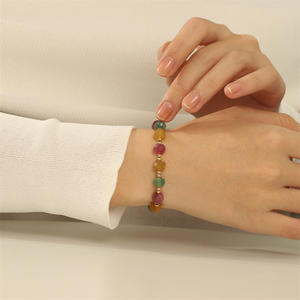 <span class=keywords><strong>Pulsera</strong></span> de turmalina de caramelo de cobre chapado en oro de alta calidad para novia, abalorios de piedra semipreciosa, <span class=keywords><strong>pulsera</strong></span>, joyería - Product Image 4