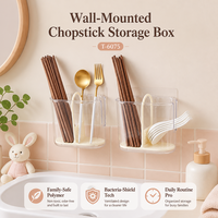 Support mural portable en plastique pour baguettes avec égouttoir, idéal pour la cuisine et la maison