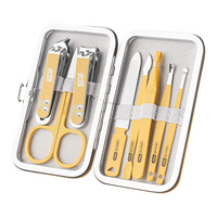 Kit de 8 outils de manucure et pédicure en carbone : Coupe-ongles, repousse-cuticules, pince à cuticules, outils de soin des ongles des pieds, outils de coupe des sourcils
