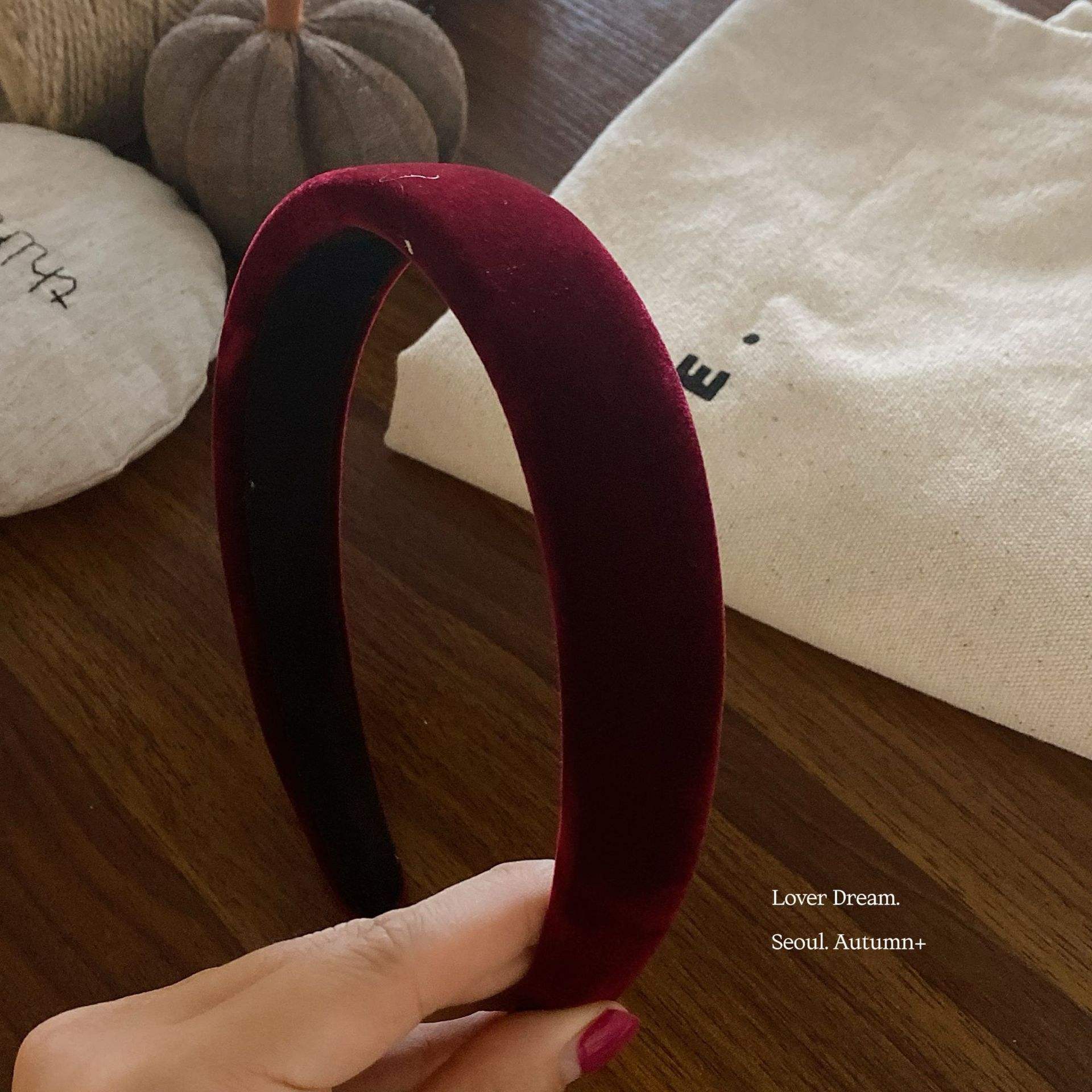 Wine red velvet 3cm headband