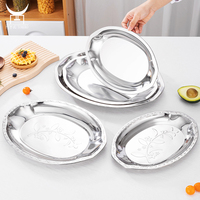 Assiette alimentaire multifonction pour le salon, la cuisine, plateau de décoration, en argent, plateau de service en acier inoxydable avec forme ovale et miroir