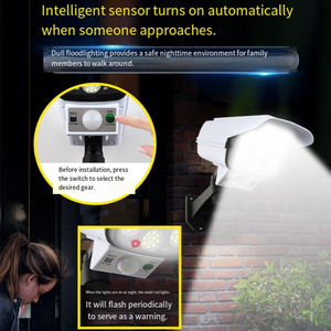 รีโมทคอนโทรล ไฟ LED สว่างสดใสติดผนัง กล้องวงจรปิดไร้สายจำลองเซ็นเซอร์พลังงานแสงอาทิตย์ สำหรับสวน ถนน ติดตั้งง่าย - Product Image 2