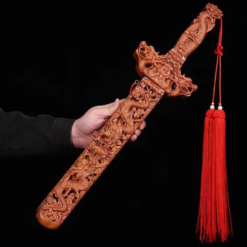 60cm peach wood sword relief
