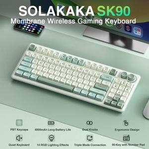 <span class=keywords><strong>Teclado</strong></span> Inalámbrico de Silicona SOLAKAKA SK90 Tri-Modo de 90 Teclas para Juegos y Oficina, Dropshipping - Product Image 2