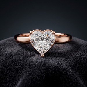 Anillo de cóctel unisex AMBER JEWELS de oro rosa, plata 925 chapada en oro, con moissanita de corte corazón y engaste de garras, estilo hip-hop, romántico - Product Image 1