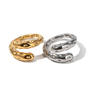 Anillo de Compromiso <span class=keywords><strong>Atila</strong></span> AJ-0222, Diseño Geométrico Irregular, Chapado en Oro de 18K, Acero Inoxidable, para Mujer - Product Image 3