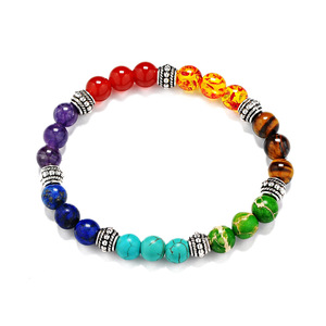 Salute 7 chakra braccialetto di perline d'oro per gli uomini donne elastici Yoga <span class=keywords><strong>Mala</strong></span> meditazione diffusore palla modello buddista regalo religioso - Product Image 2