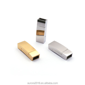 Bán Buôn Thép Không Gỉ Hình Chữ Nhật Dây Da Clasp Vòng Đeo Tay Fastener Một Từ Khóa Phụ Kiện Trang Điểm Khóa Phẳng - Product Image 1