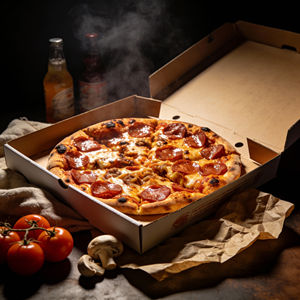 Venta al por mayor de alta gama caja de cartón para <span class=keywords><strong>pizza</strong></span> de cartón corrugado Impresión de logotipo personalizado y revestimiento UV color blanco - Product Image 1