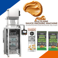 Machine d'emballage automatique verticale multi-voies pour sachets à scellage arrière de liquides, beurre, pouding et gelée