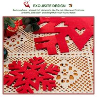 Ensemble de sets de table et de sous-verres en feutre rouge flocon de neige de Noël, 13"+5" Décoration de table de Noël en feutre de laine